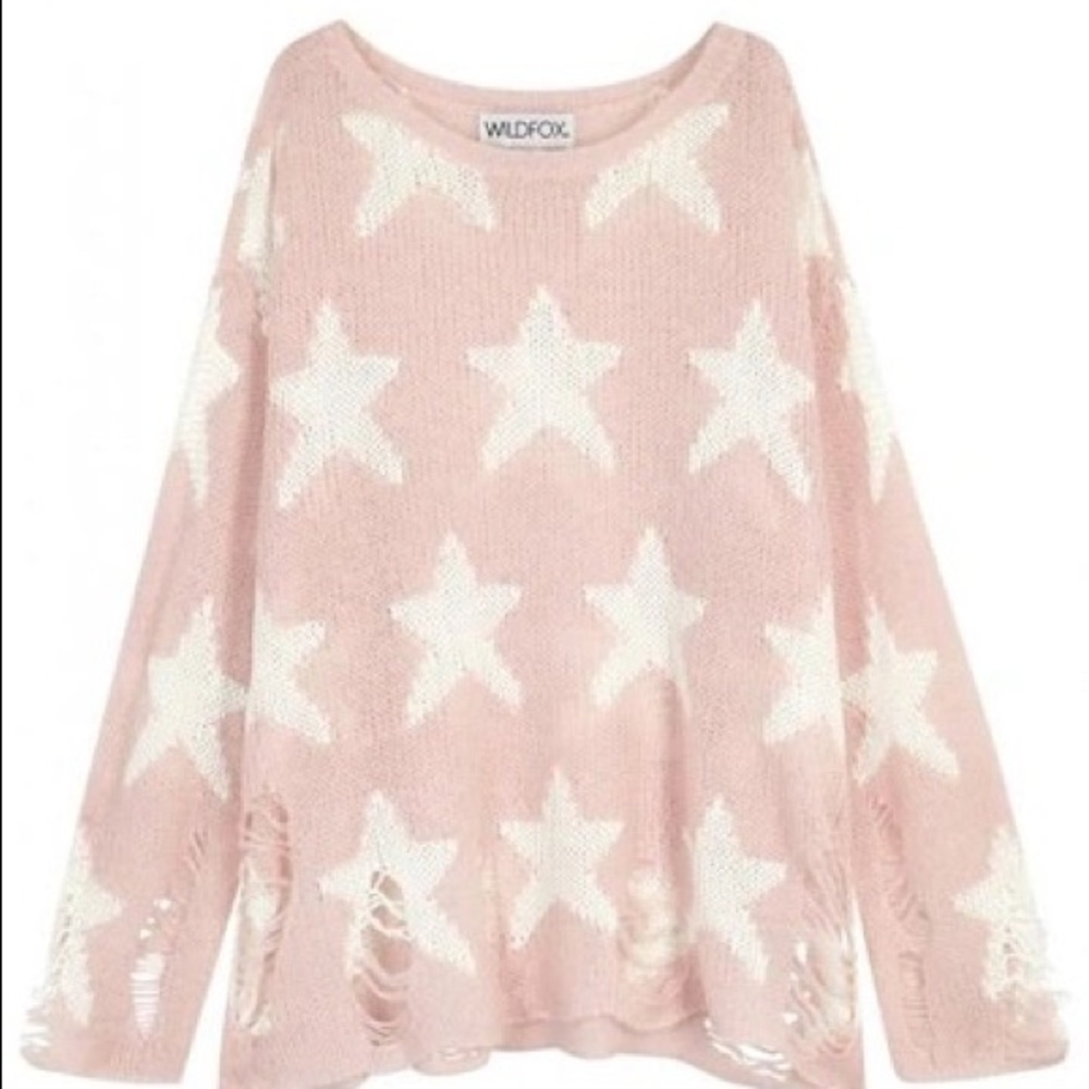 Wildfox seeing stars sweater pink